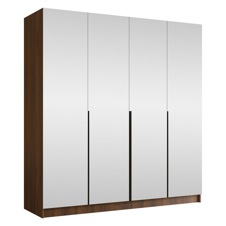 Dulap cu oglinda Sozilo III, MIRJAN 24, nuc warmia + negru, 58x200x215 cm