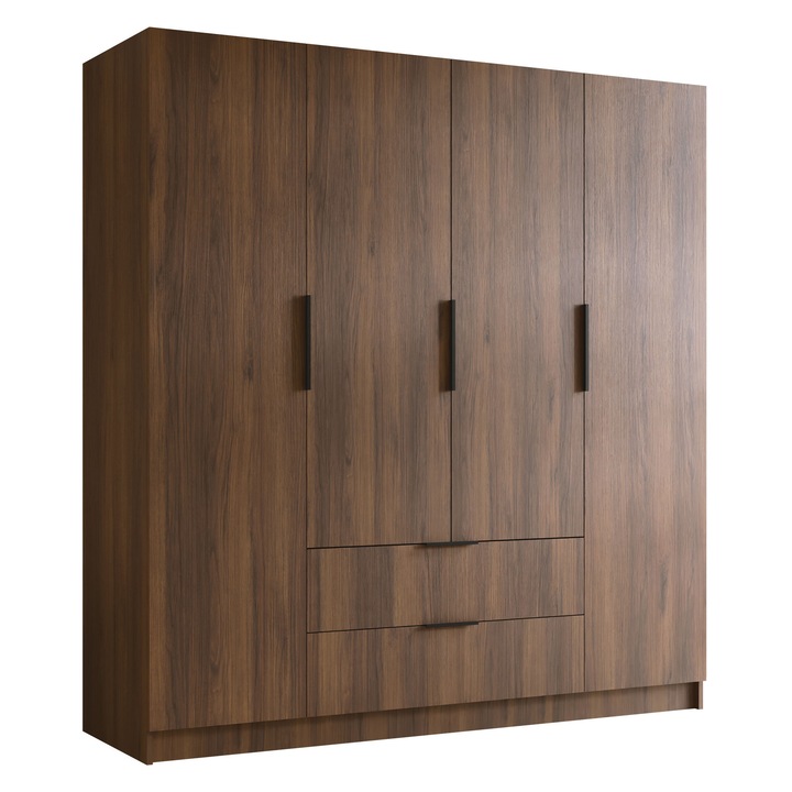 Dulap cu sertare Betaso I 200, MIRJAN 24, nuc warmia + negru, 60x200x216 cm