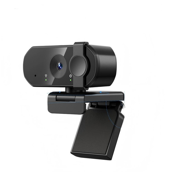 VeniSymlis® Camera web, camera 4K Ultra HD, microfon integrat, rotatie de 360° a corpului, plug and play, rezolutie 3840*2160, 30fps, autofocus AF, negru