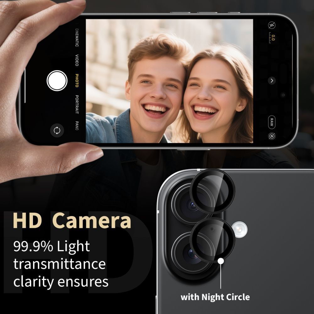 Folie camera telefon, TECH pentru Xiaomi Redmi Note 15 Pro 5G+ Plus 5G - de sticlă cu ramă neagră