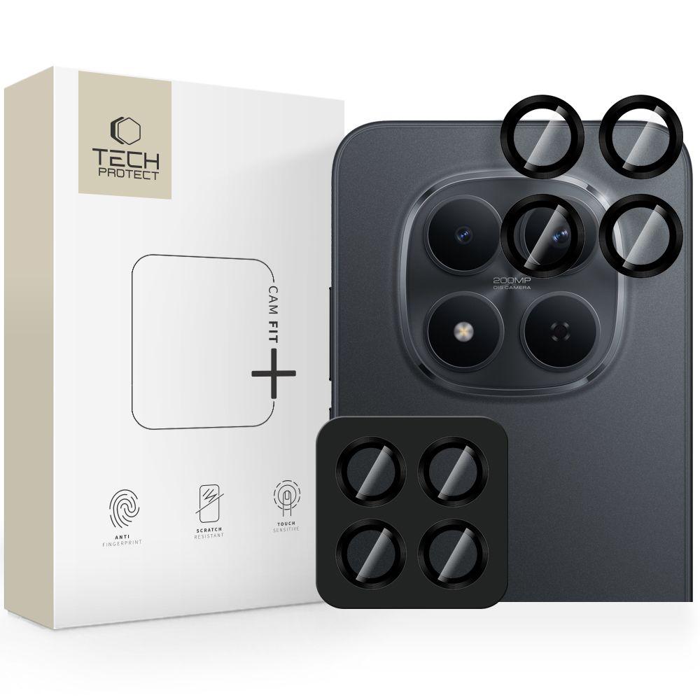 Folie camera telefon, TECH pentru Xiaomi Redmi Note 15 Pro 5G+ Plus 5G - de sticlă cu ramă neagră