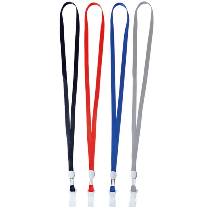Set 20 Snururi (Lanyard) Textile Reglabile din Poliester 485mm cu Clip Capsabil - Culori Asortate pentru Badge-uri si Carduri, Model 5764