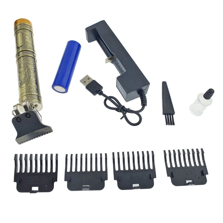 Set Masina de Tuns TECLA EDITION, cu Accesorii, Baterie Li-Ion, Lama Zero Distance, 155x22x22mm