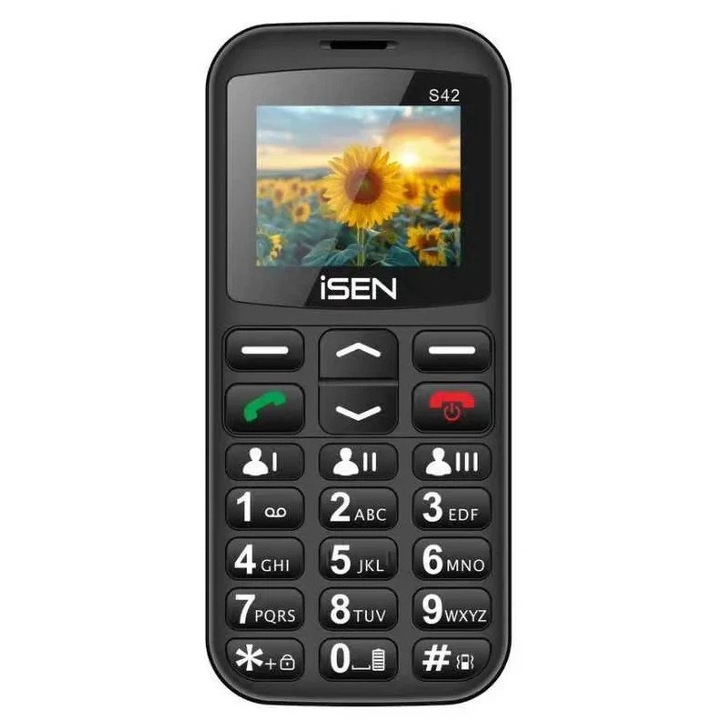 Telefon mobil iSEN S42 SENIOR, 2.0", Dual SIM, Negru, 130x60x13mm