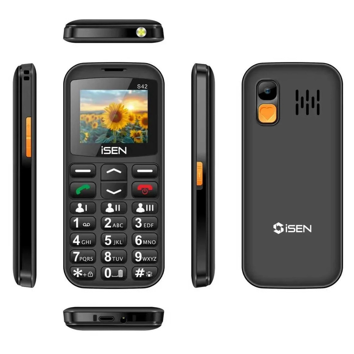Telefon mobil iSEN S42 SENIOR, 2.0", Dual SIM, Negru, 130x60x13mm