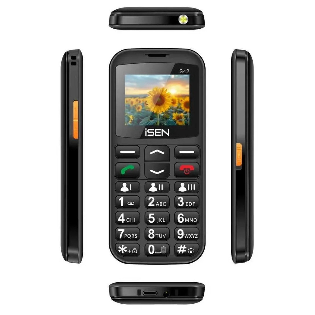 Telefon mobil iSEN S42 SENIOR, 2.0", Dual SIM, Negru, 130x60x13mm