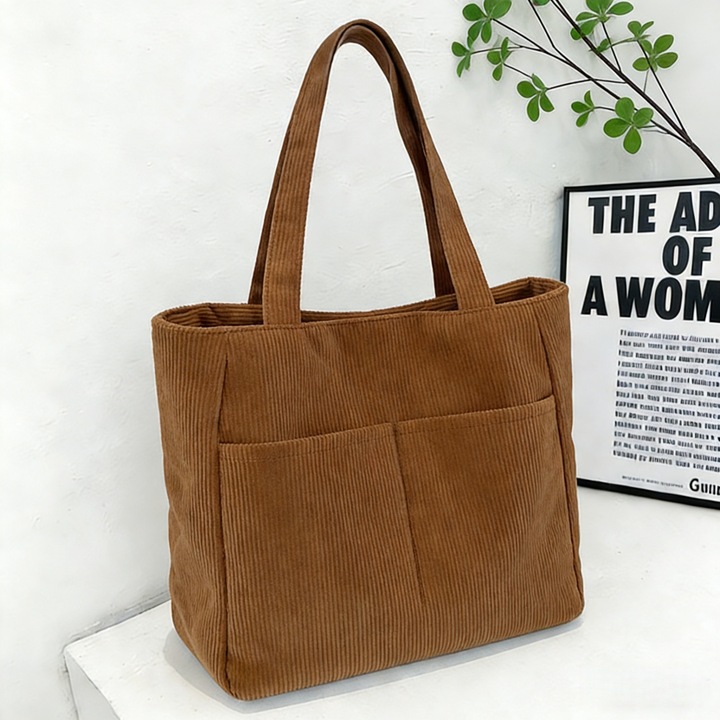 Ретро велурена дамска чанта тоут, с много джобове, голям капацитет и издръжлива, за рамо, идеална за ежедневно пътуване и празнични подаръци