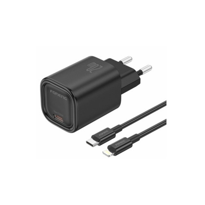 Gyors Töltő Apple kompatibilis 20W USB-C Lightning kábel, iPhone kompatibilis, Fekete