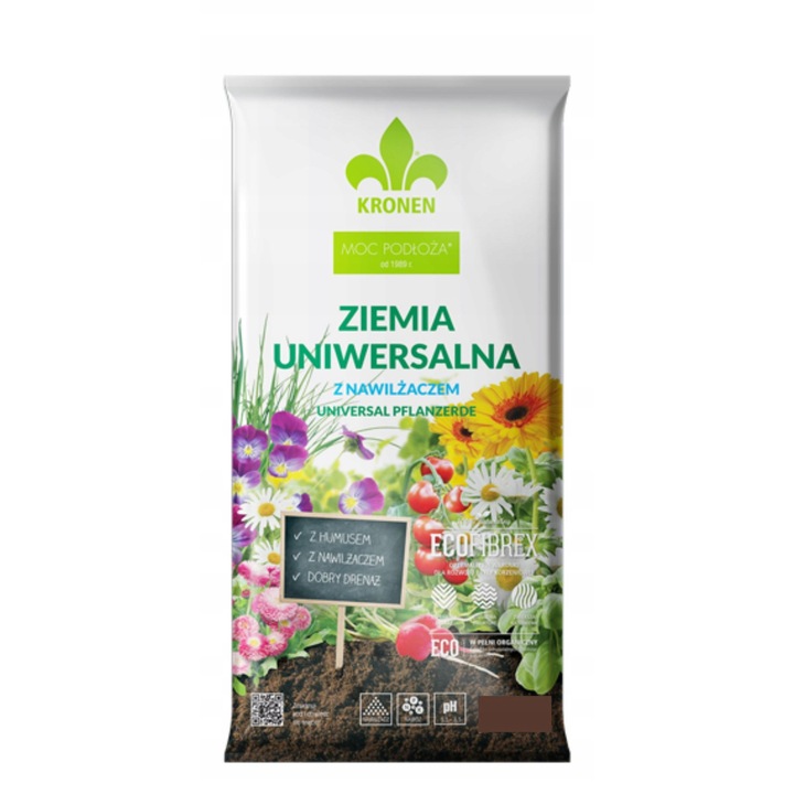 Pamant de flori, Kronen, universal cu umidificator, 10L