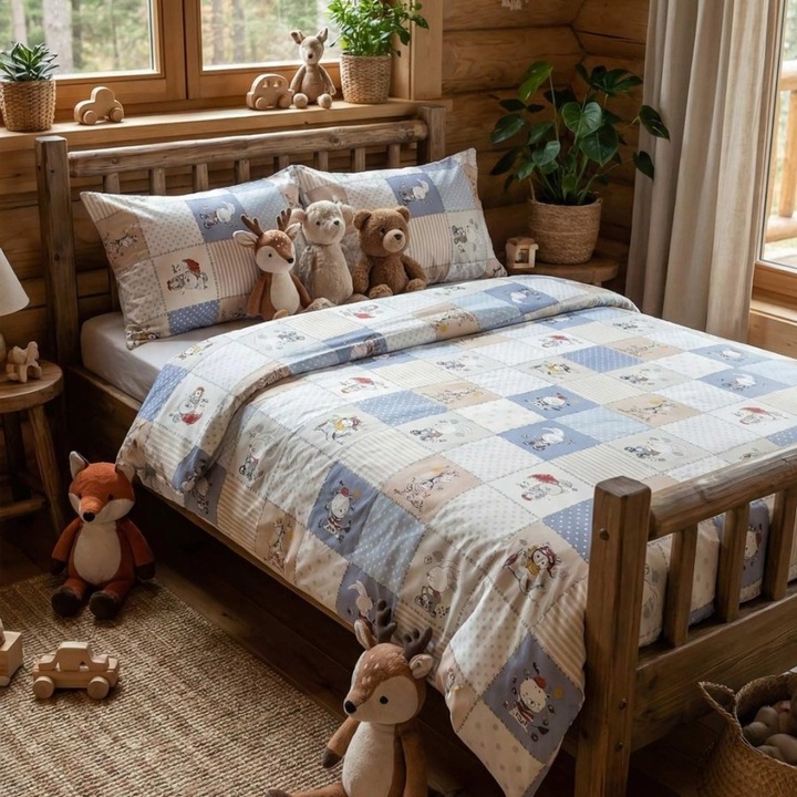 Paplanhuzat 220x240 cm + 2 párnahuzat 52x72 cm, szatén pamut, 3 részes, többszínű