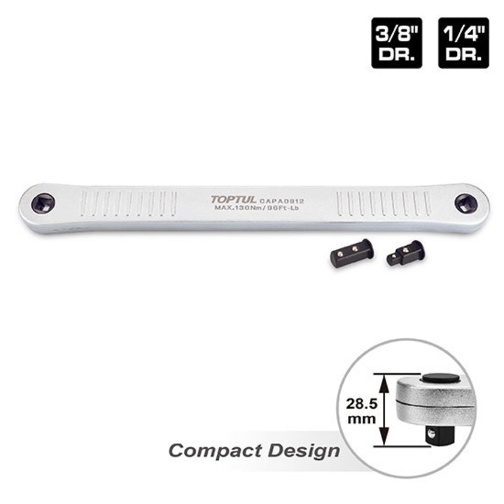 Extensie cheie clichet, Toptul, 340mm, 3/8", adaptoare1/4" și 3/8", cuplu maxim 130 Nm