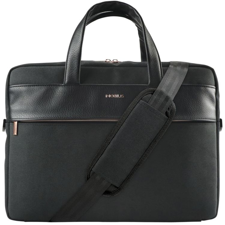 Geanta pentru laptop, Mobilis, 11–14 inch, Material rezistent la apa, Curea de umar inclusa, 41 x 39 cm, Negru