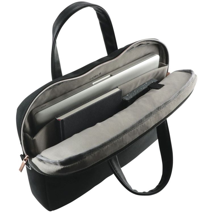 Geanta pentru laptop, Mobilis, 11–14 inch, Material rezistent la apa, Curea de umar inclusa, 41 x 39 cm, Negru