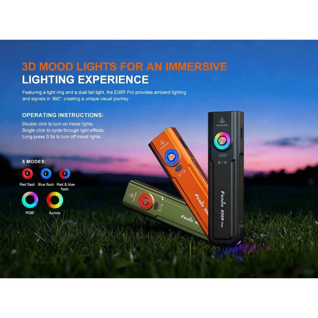 Lanterna LED Fenix E06R Pro, 1600 lumeni, 111 ore autonomie, verde