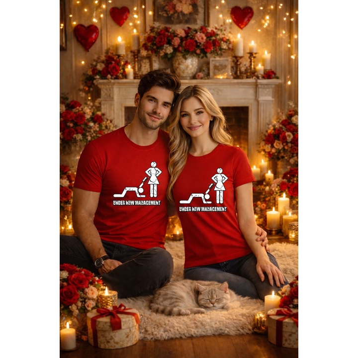 Tricou unisex 100% Bumbac personalizat Colectia Valentine’s Day, Dragobete, cadou cupluri rosu 2XL