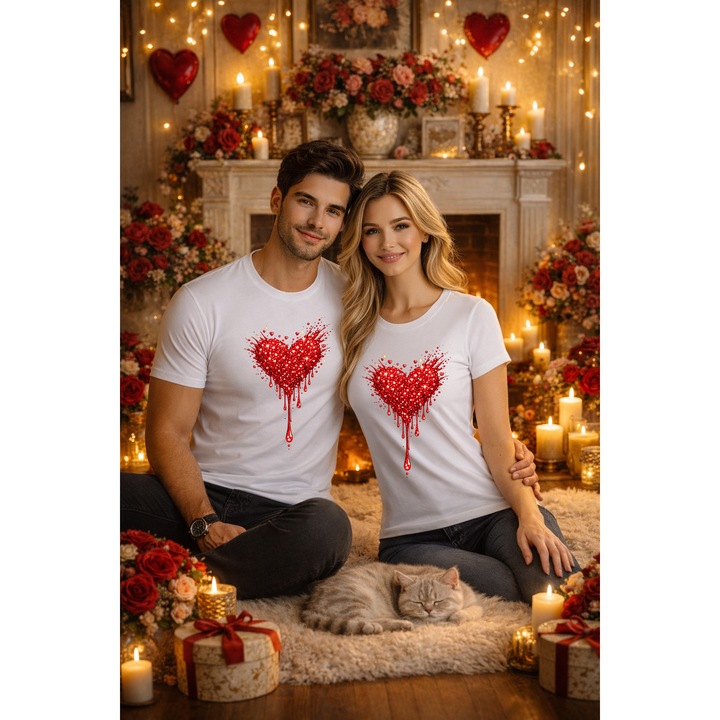 Tricou unisex personalizat MVRDAR, bumbac 100%, alb, S INTL, colectia Valentine's Day