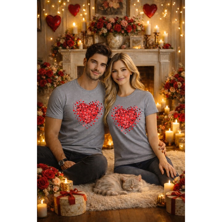 Tricou unisex personalizat Colectia Valentine's Day, Gri, S INTL