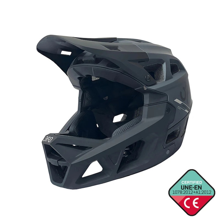 Casca fullface pentru bicicleta sau trotineta, eRider 360, neagra, marimea XL, 60-63 cm