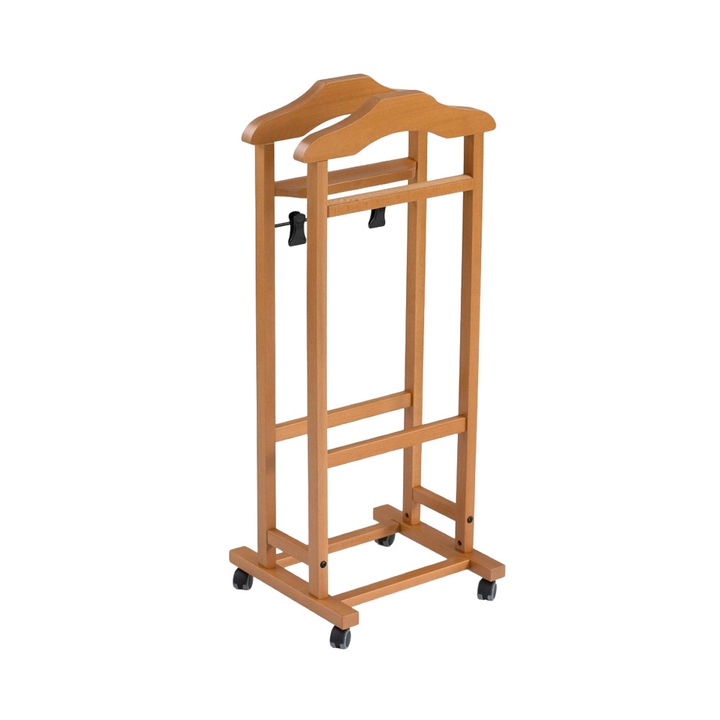 Поставка за дрехи Portmantou Mixer, Arredamenti Italia, масивна букова дървесина, място за обувки, 105x46 см, колелца за транспорт