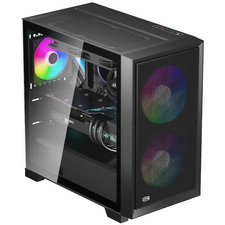 Sistem Desktop PC Gamer AMD Ryzen 7 5700 pana la 4.6 Ghz, 16 GB ram DDR4, SSD NVME 1 TB, placa video dedicata Nvidia GeForce RTX 5060 8 GB GDDR7, carcasa tower gaming RGB, 600W