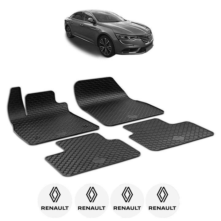Set covorase presuri RENAULT TALISMAN din 2015, auto, CRI-FLO, din cauciuc thermoplastic, 4 Stickere auto cu RENAULT