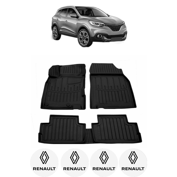 Set covorase auto, CRI-FLO, RENAULT KADJAR 2015, cauciuc thermoplastic, negru