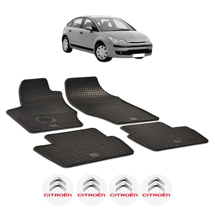 Set covorase presuri CITROEN C4 din 2004-2010, auto, CRI-FLO, din cauciuc thermoplastic, 4 Stickere auto cu CITROEN