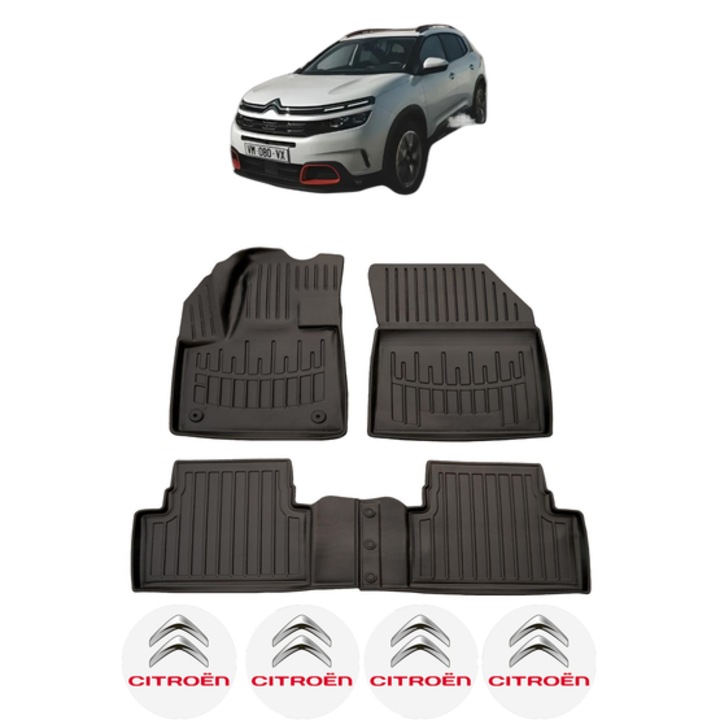 Set covorase presuri CITROEN C5 AIRCROSS din 2018, auto, CRI-FLO, din cauciuc thermoplastic, 4 Stickere auto cu CITROEN