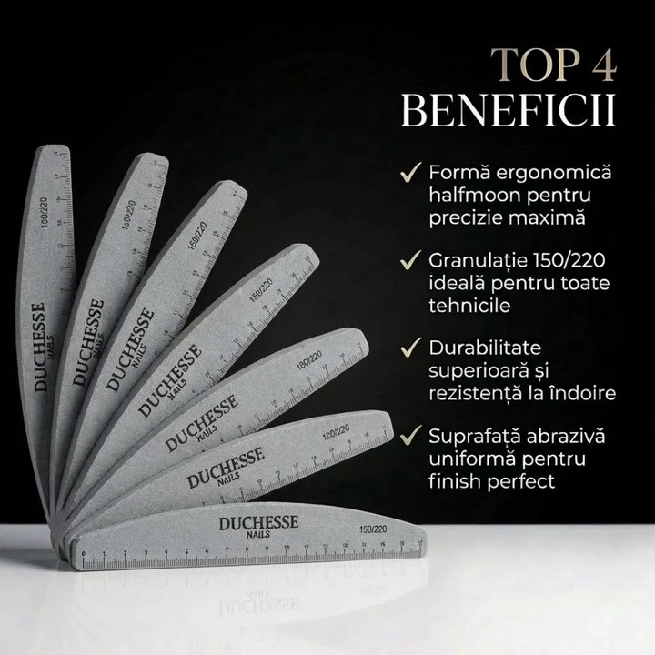 Set 20 Buffer Profesional Unghii, Semiluna, Granulatie 150/220