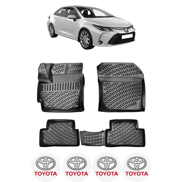 Set covorase presuri TOYOTA COROLLA XII E210. EA10. EH10 SEDAN din 2018, auto, CRI-FLO, din cauciuc thermoplastic, 4 Stickere auto cu TOYOTA