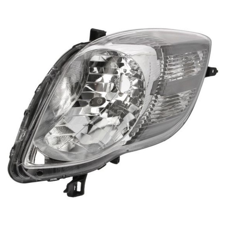 Far dreapta electric cu motor, argintiu, tip bec H4 pentru Toyota Yaris XP90 01.2005-12.2014