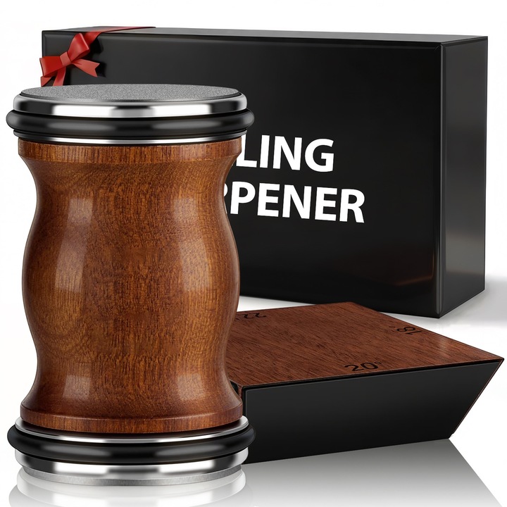 Ascutitor Cutite Rulant, BYONDSELF®, 4 Unghiulare(15°/18°/22°/25°), Disc Diamant(400/1000), Magnetic, Lemn