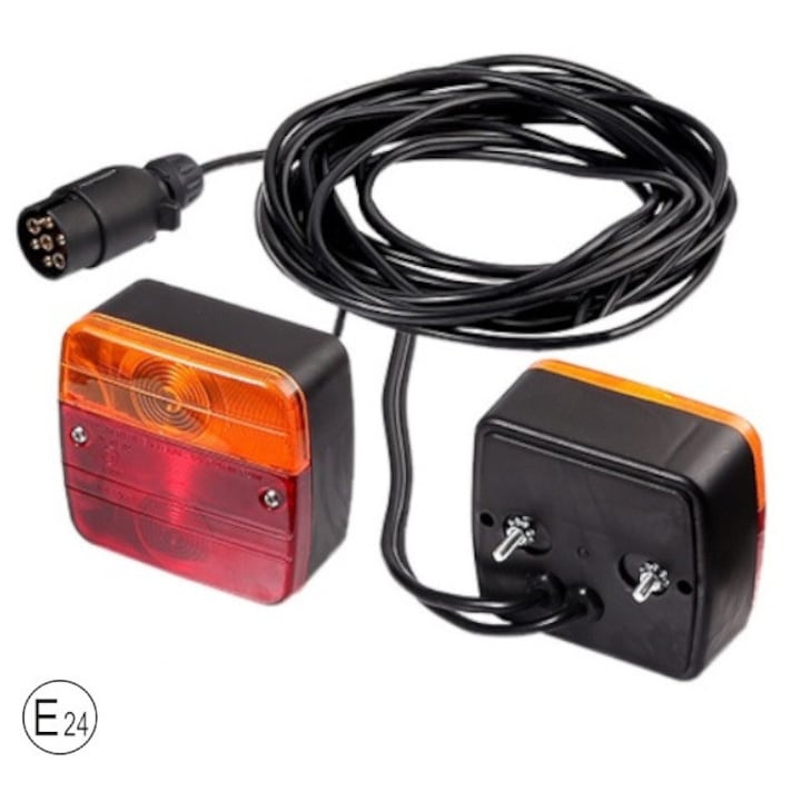 Stopuri universale pentru remorca cu becuri, 4 functii, cu cablu si mufa cu 7 pini – 12V, E24