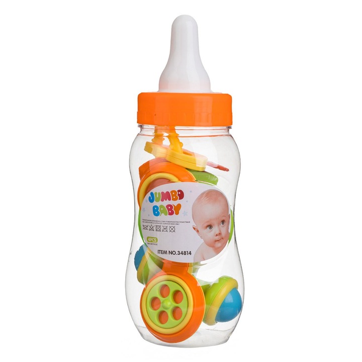 Csörgő és Fogzó Játékos Cumisüveg - 4db