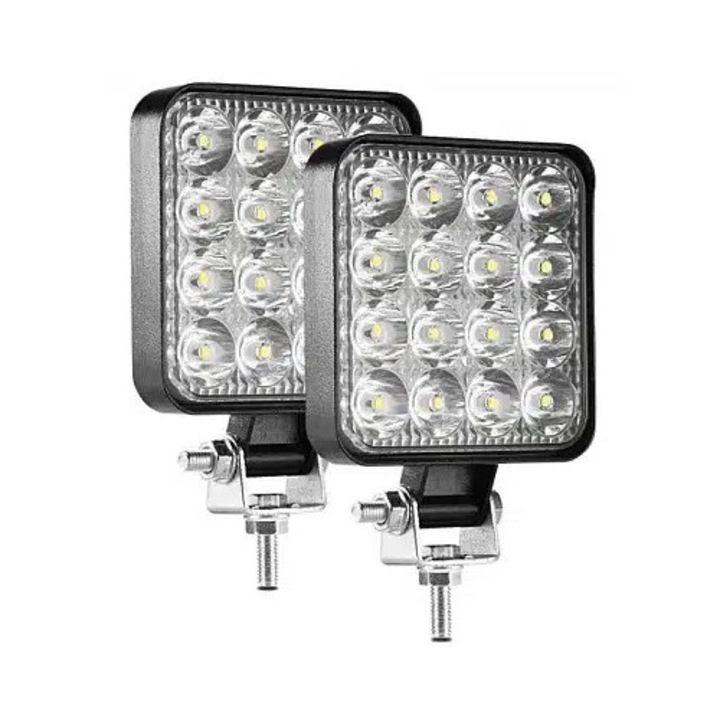 Set 2 Proiectoare Auto LED Tea Sports 48W, IP67, 106x125mm, alb