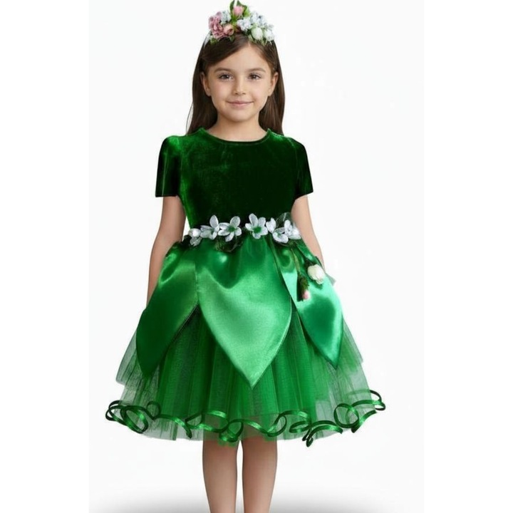 Rochita copii zana primavara deluxe- 6 ani -116-122 cm. Serbare - Carnaval Petrecere Ideea Atelier