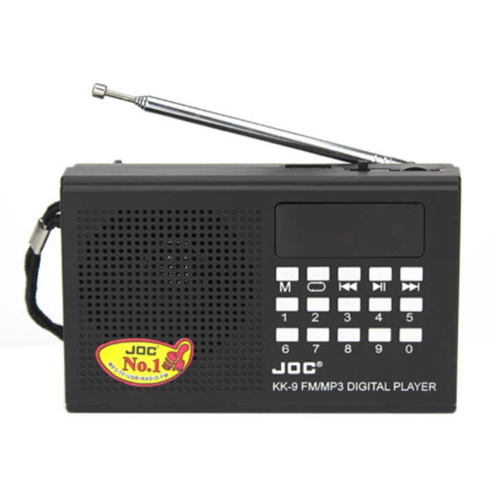 Преносимо радио Elworld с презареждаема батерия 3,7 V 2000 mAh, MP3 плейър, поддръжка на TF карта и USB, FM радио, Bluetooth, цифров дисплей, модел JOC-KK9, черно