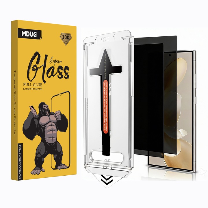 Set 2 Folie de Protectie Privacy pentru Samsung Galaxy S26, cu Kit de Aplicare Instanta si Functie Automata de Indepartare a Prafului, din Sticla Securizata 9H+, Claritate Super HD, Tratament Electronic Oleofobic si Anti Amprente, MDUG®