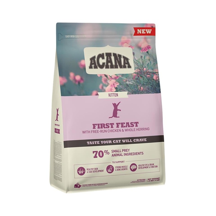 Hrana pisici Acana First Feast, pui & hering, 2x340 g, uscata, pentru pisoi
