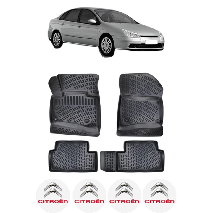 Set covorase presuri CITROEN C5 II RD / TD din 2007-2017, auto, CRI-FLO, din cauciuc thermoplastic, 4 Stickere auto cu CITROEN