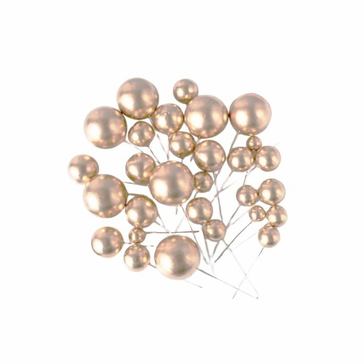 Set 20 bile necomestibile decorative pentru tort, auriu, PPQT8400