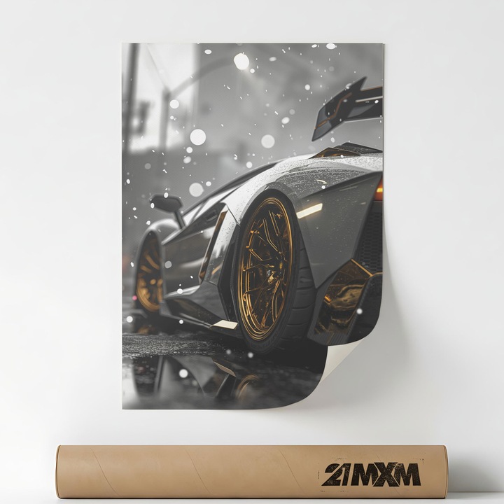 Плакат 'Auto 19' на матово платно – Минималистичен дизайн, A3 (29.7 x 42 cm), Без рамка