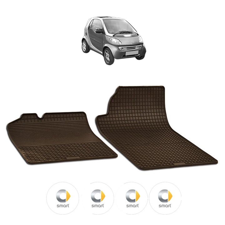 Set covorase presuri SMART 451 din 2010, auto, CRI-FLO, din cauciuc thermoplastic, 4 Stickere auto cu SMART