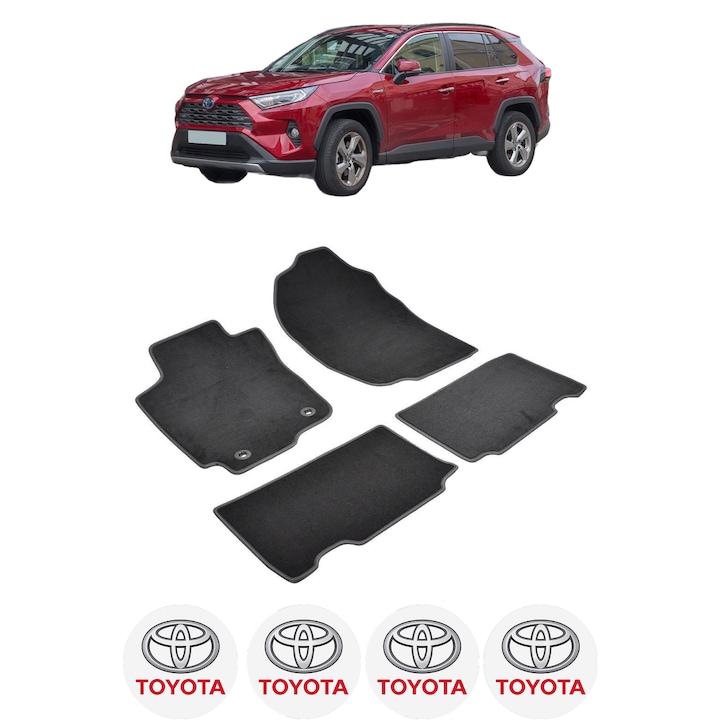 Set covorase presuri TOYOTA RAV4 IV XA40 din 2013-2018, auto, CRI-FLO, din cauciuc thermoplastic, 4 Stickere auto cu TOYOTA