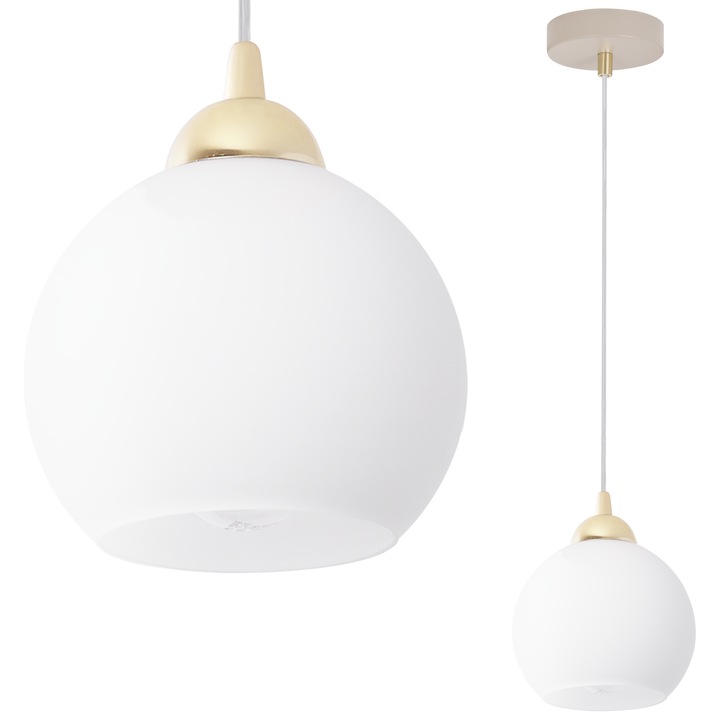 Lustra suspendată Light Home Eliza, metal, abajur alb, 1 bec E27