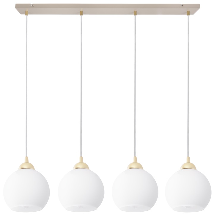 Lustra suspendată Light Home Eliza White, metal, 4 becuri E27, design modern, 14x14cm