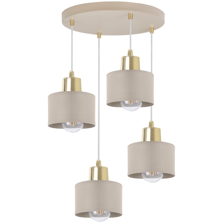 Lustra suspendată Light Home Panta, 4 becuri E27, auriu, design modern