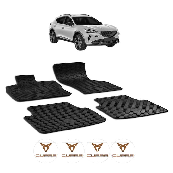 Set covorase presuri CUPRA FORMENTOR din 2020, auto, CRI-FLO, din cauciuc thermoplastic, 4 Stickere auto cu CUPRA