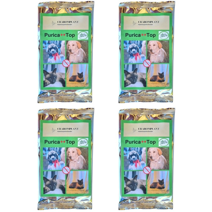 Solutie anti purici, Bio, natural, repelent, organic 100%, pentru caini si pisici, Purica++ Top, 204g