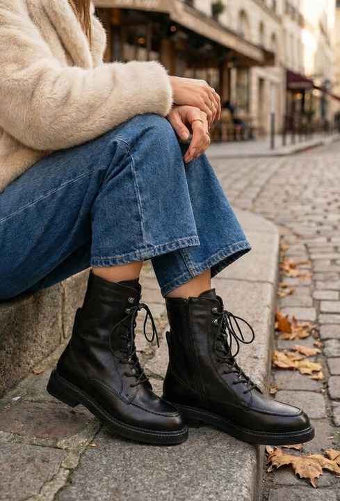 Ghete dama NUR negre din piele premium, Negru